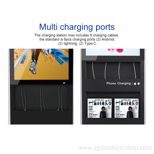 Moveable LCD Signage Charging Station Brochure holder